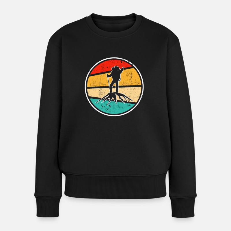 Bergsteigen Retro Logo - Frauen Premium Bio Pullover - Schwarz