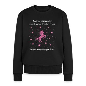 Betreuerin Pflegefachkraft Einhorn - Frauen Premium Bio Pullover - Schwarz - Vorne - Julia (174cm)