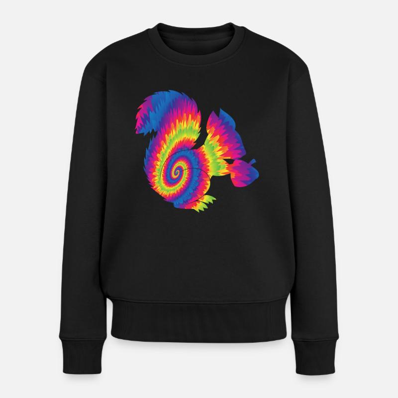 Squirrel Acorn Tie Dye - Frauen Premium Bio Pullover - Schwarz