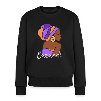 Burundi Afrikanische Frau - Frauen Premium Bio Pullover - Schwarz - Vorne - Julia (174cm)