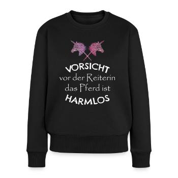Steckenpferd Hobbyhorse Lustiger Spruch - Frauen Premium Bio Pullover - Schwarz - Vorne - Julia (174cm)