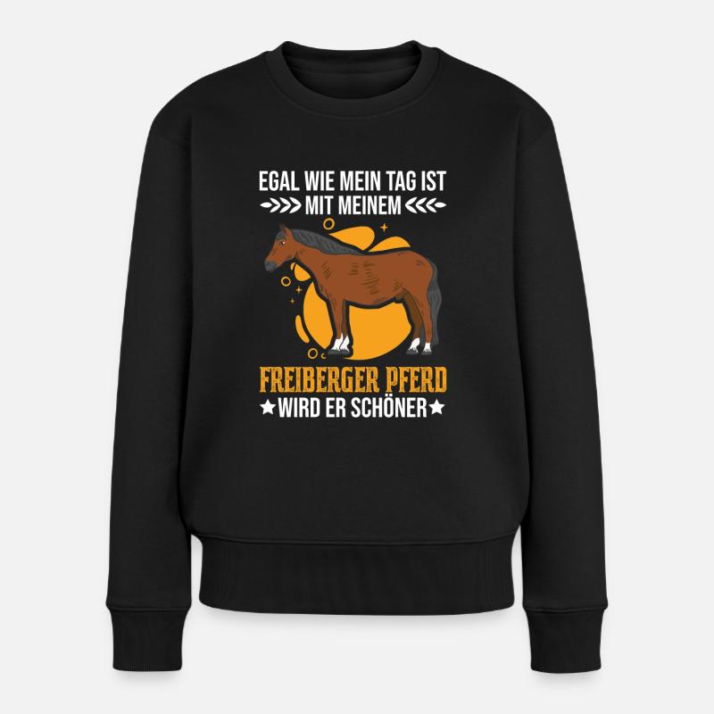 Freiberger Pferd - Frauen Premium Bio Pullover - Schwarz