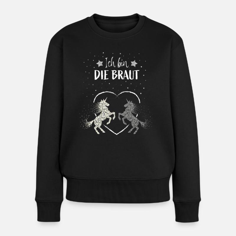Hochzeit Braut Einhorn Unicorn Bride - Frauen Premium Bio Pullover - Schwarz