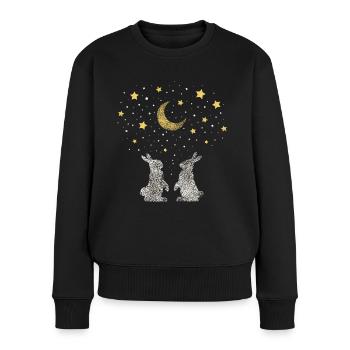 Schlafshirt Kuschelshirt Kaninchen Hasen - Frauen Premium Bio Pullover - Schwarz - Vorne - Julia (174cm)