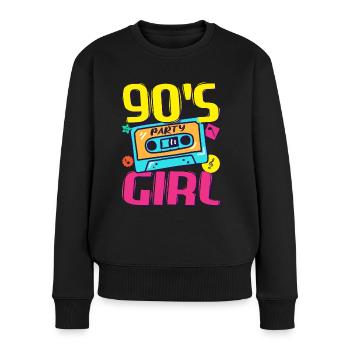Tenue des années 90 Party Party 90s Devise de la fille de fête 1990 - Pull Premium bio Femme - noir - Devant - Julia (174cm)
