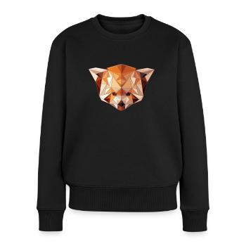 Polygon Roter Panda Geometrisch Polygon Tier - Frauen Premium Bio Pullover - Schwarz - Vorne - Julia (174cm)