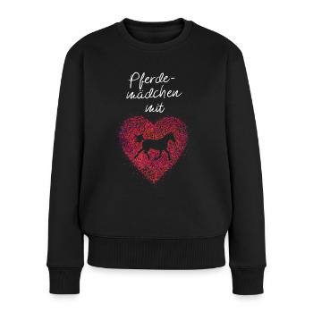 Pferde Pferdemädchen Pferdeliebhaber - Frauen Premium Bio Pullover - Schwarz - Vorne - Julia (174cm)