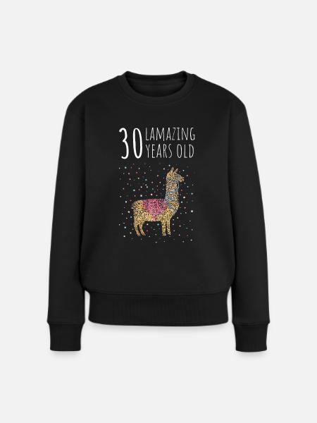 Geburtstag Dreissig 30. Lama Alpaka - Frauen Premium Bio Pullover - Schwarz