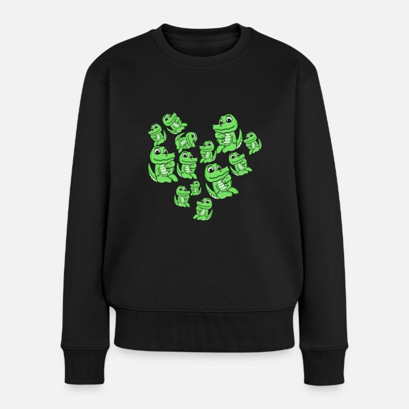 Famille Crocodile - Crocodile avec Bébé - Crocodile - Pull Premium bio Femme - noir