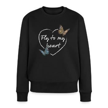 Schmetterlinge Gartenarbeit Floristik - Frauen Premium Bio Pullover - Schwarz - Vorne - Julia (174cm)