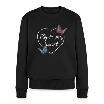 Schmetterlinge Blumenladen Gärtnerei - Frauen Premium Bio Pullover - Schwarz - Vorne - Julia (174cm)