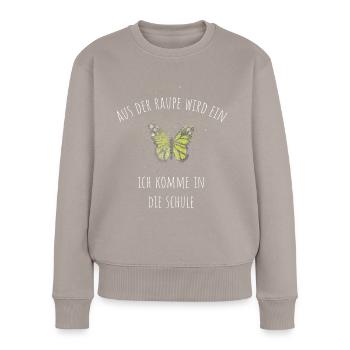 Einschulung Erste Klasse Erstklässlerin - Frauen Premium Bio Pullover - Taupe - Vorne - Julia (174cm)