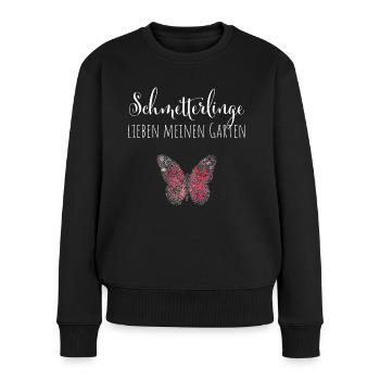 Schmetterlinge Gärtnerin Hobbygärtnerin - Frauen Premium Bio Pullover - Schwarz - Vorne - Julia (174cm)