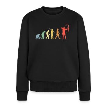 Bogen Evolution Retro Bogenschießen Bogenschütze - Frauen Premium Bio Pullover - Schwarz - Vorne - Julia (174cm)