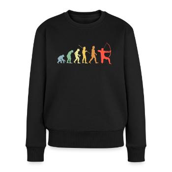 Bogen Evolution Retro Bogenschießen Bogenschütze - Frauen Premium Bio Pullover - Schwarz - Vorne - Julia (174cm)