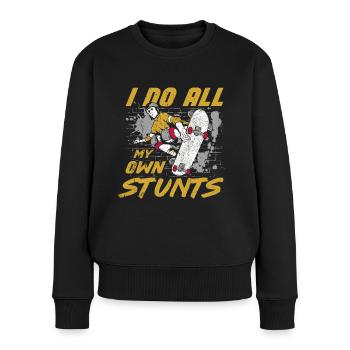 Skateboard Tshirt Skater Sk8 Sk8er Halfpipe Flip - Frauen Premium Bio Pullover - Schwarz - Vorne - Julia (174cm)