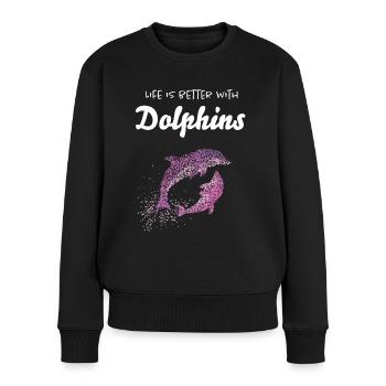 Life Is Better With Dolphins Delfine - Women's Premium Organic Jumper - black - Front - Julia (174cm)