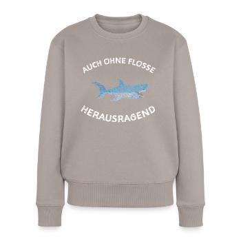 Grosser Weisser Hai Haifisch Wale Walhai - Frauen Premium Bio Pullover - Taupe - Vorne - Julia (174cm)