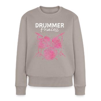 Drummer Princess Schlagzeugerin Drumset - Frauen Premium Bio Pullover - Taupe - Vorne - Julia (174cm)
