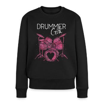 Batteur Girl Schlagzeugerin Drumming - Pull Premium bio Femme - noir - Devant - Julia (174cm)