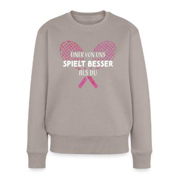 Tennisspielerin Tennisverein Tennisspiel - Frauen Premium Bio Pullover - Taupe - Vorne - Julia (174cm)