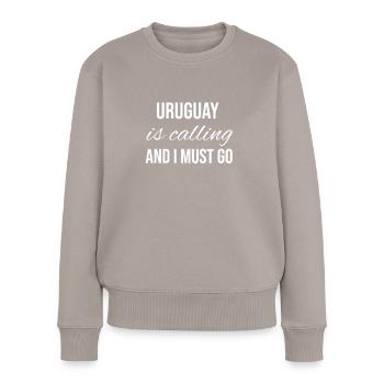 Uruguay - Frauen Premium Bio Pullover - Taupe - Vorne - Julia (174cm)