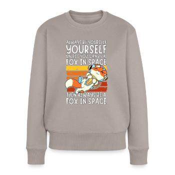 Soyez toujours vous-même - Astronaute Fox dans l’espace - Pull Premium bio Femme - taupe - Devant - Julia (174cm)