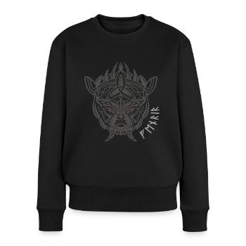 Fenriswolf Wikinger Wolf Fenrir - Frauen Premium Bio Pullover - Schwarz - Vorne - Julia (174cm)