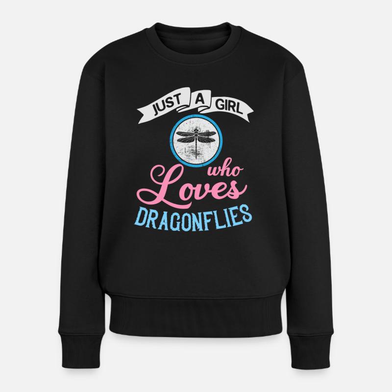 Libellen Fliegendes Insekt Zitate Entomologe - Frauen Premium Bio Pullover - Schwarz