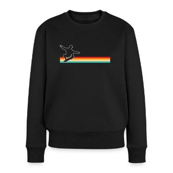Skating Retro - Frauen Premium Bio Pullover - Schwarz - Vorne - Julia (174cm)