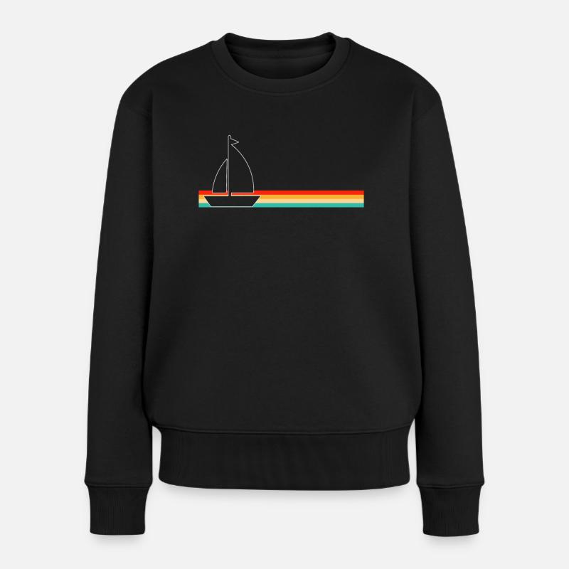 Segeln Retro - Frauen Premium Bio Pullover - Schwarz