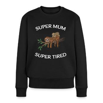 Super maman Super fatigué paresseux Fête des mères - Pull Premium bio Femme - noir - Devant - Julia (174cm)