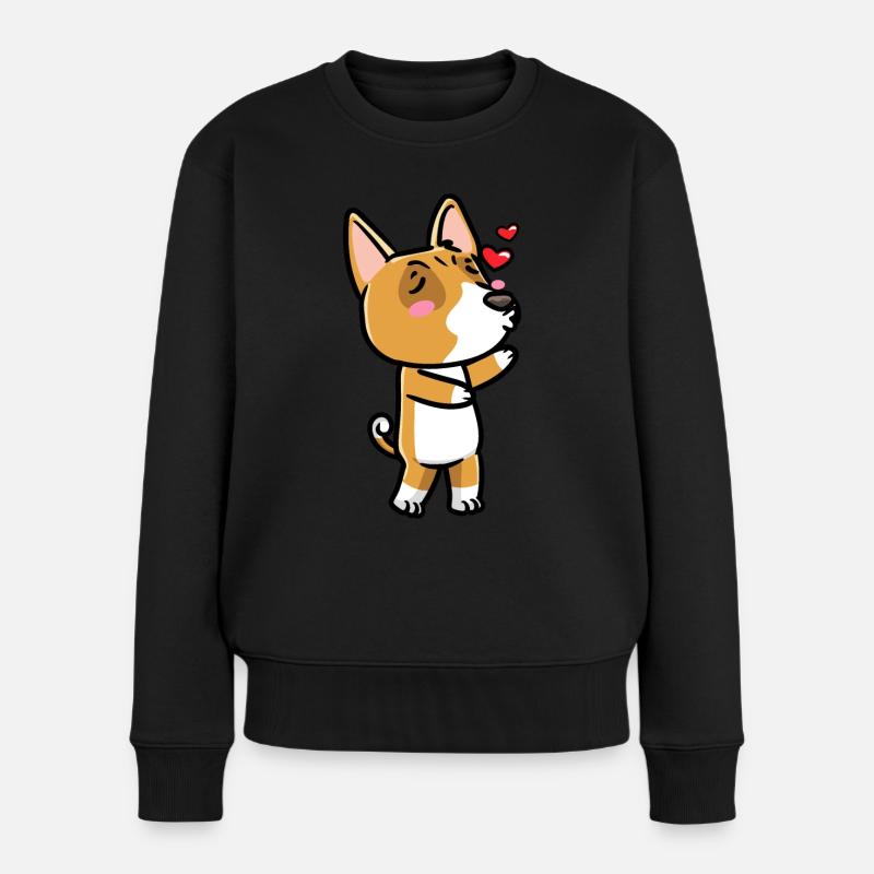 Émoticône de chien Basenji - Pull Premium bio Femme - noir
