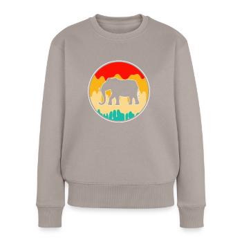 Elefant Retro - Frauen Premium Bio Pullover - Taupe - Vorne - Julia (174cm)