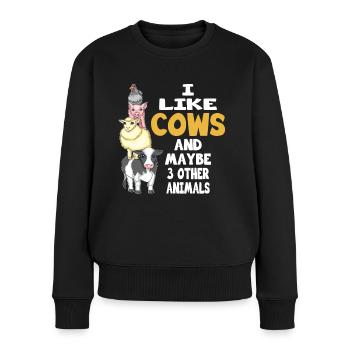 Bauer Cows And Maybe 3 Other Animals Landwirt - Frauen Premium Bio Pullover - Schwarz - Vorne - Julia (174cm)