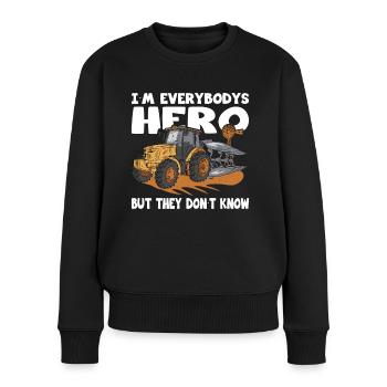 Bauer Everybodys Hero Landwirt Landwirtschaft - Frauen Premium Bio Pullover - Schwarz - Vorne - Julia (174cm)