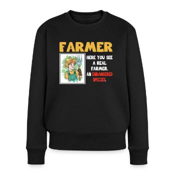 Bauer Real Farmer Endangered Species Landwirt - Frauen Premium Bio Pullover - Schwarz - Vorne - Julia (174cm)