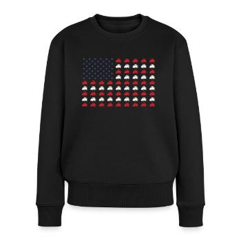 Bauer USA Flagge Traktor Landwirt Landwirtschaft - Frauen Premium Bio Pullover - Schwarz - Vorne - Julia (174cm)