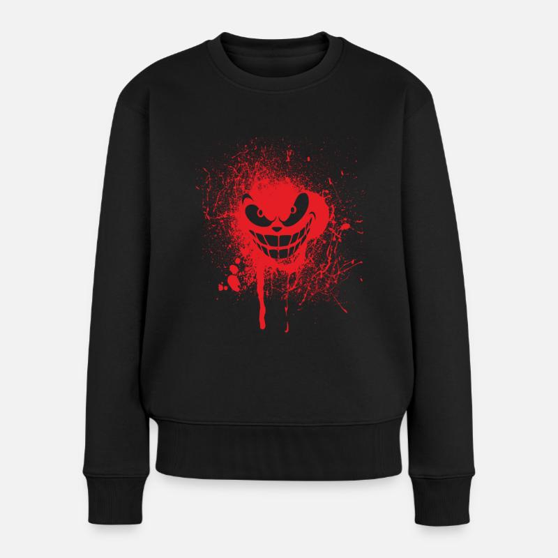 Joker Blut Design - Frauen Premium Bio Pullover - Schwarz
