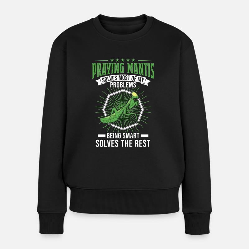 Gottesanbeterin Praying Mantis Fangschrecke - Frauen Premium Bio Pullover - Schwarz