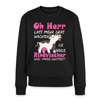 Lustige bekloppte Kuh sarkastischer Spaß - Frauen Premium Bio Pullover - Schwarz - Vorne - Julia (174cm)