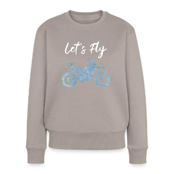 Motocross Bikerin Schmetterling - Frauen Premium Bio Pullover - Taupe - Vorne - Julia (174cm)