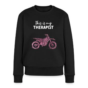 Moto Moto Thérapeute Vélo - Pull Premium bio Femme - noir - Devant - Julia (174cm)