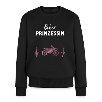 Prinzessin Motorrad Motorradfahrerin - Frauen Premium Bio Pullover - Schwarz - Vorne - Julia (174cm)