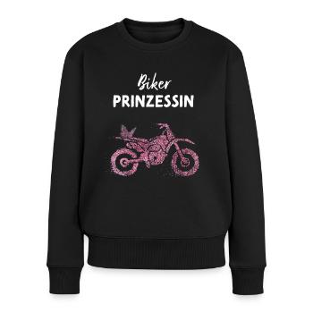 Motorradfahrerin Bikerin Prinzessin - Frauen Premium Bio Pullover - Schwarz - Vorne - Julia (174cm)