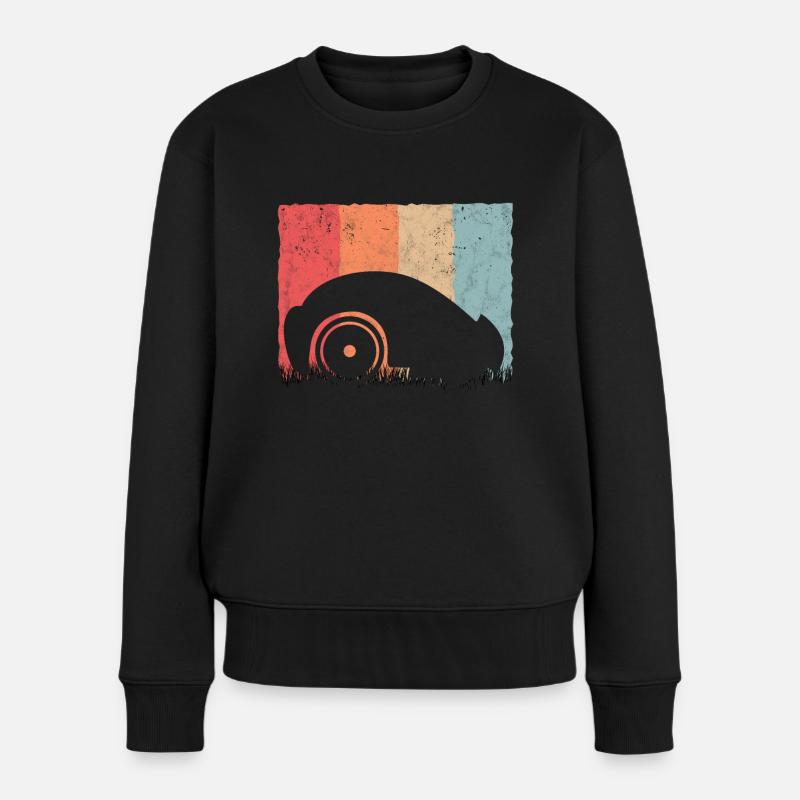 Mähroboter Retro Rasenroboter Vintage - Frauen Premium Bio Pullover - Schwarz