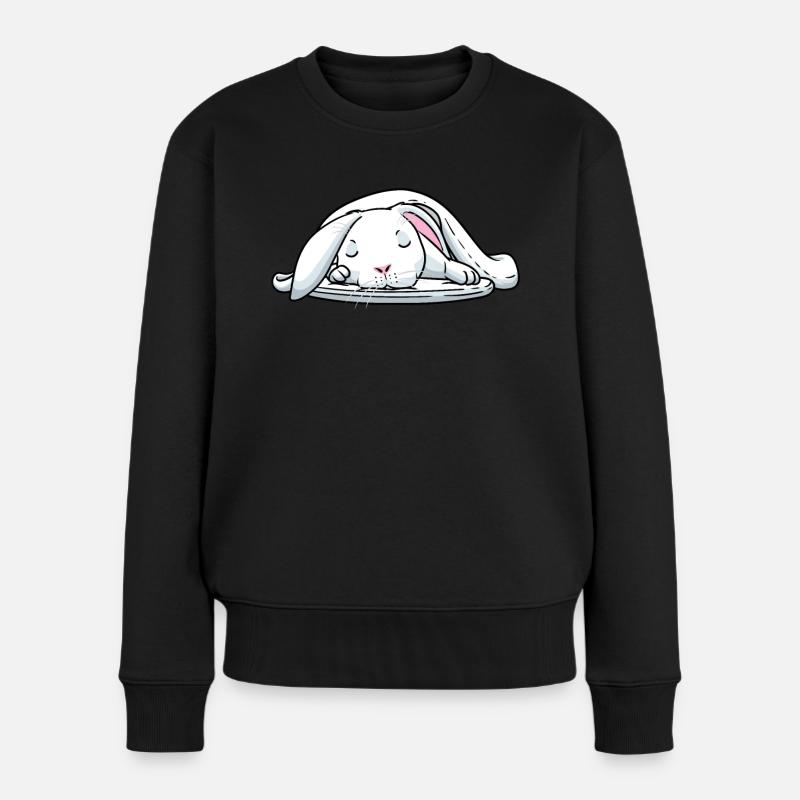 Weißes Kaninchen Schlafen Hase Müde - Frauen Premium Bio Pullover - Schwarz