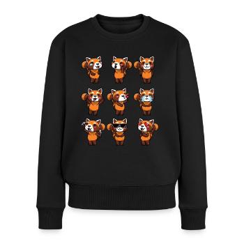 Panda roux Petit panda émoticône - Pull Premium bio Femme - noir - Devant - Julia (174cm)