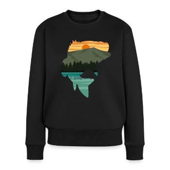 Angelliebhaber Natur Landschaft Barsch Fischer - Frauen Premium Bio Pullover - Schwarz - Vorne - Julia (174cm)