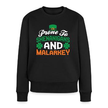 Anfällig Für Blödsinn Und Unfug Irland Gälisch Ire - Frauen Premium Bio Pullover - Schwarz - Vorne - Julia (174cm)